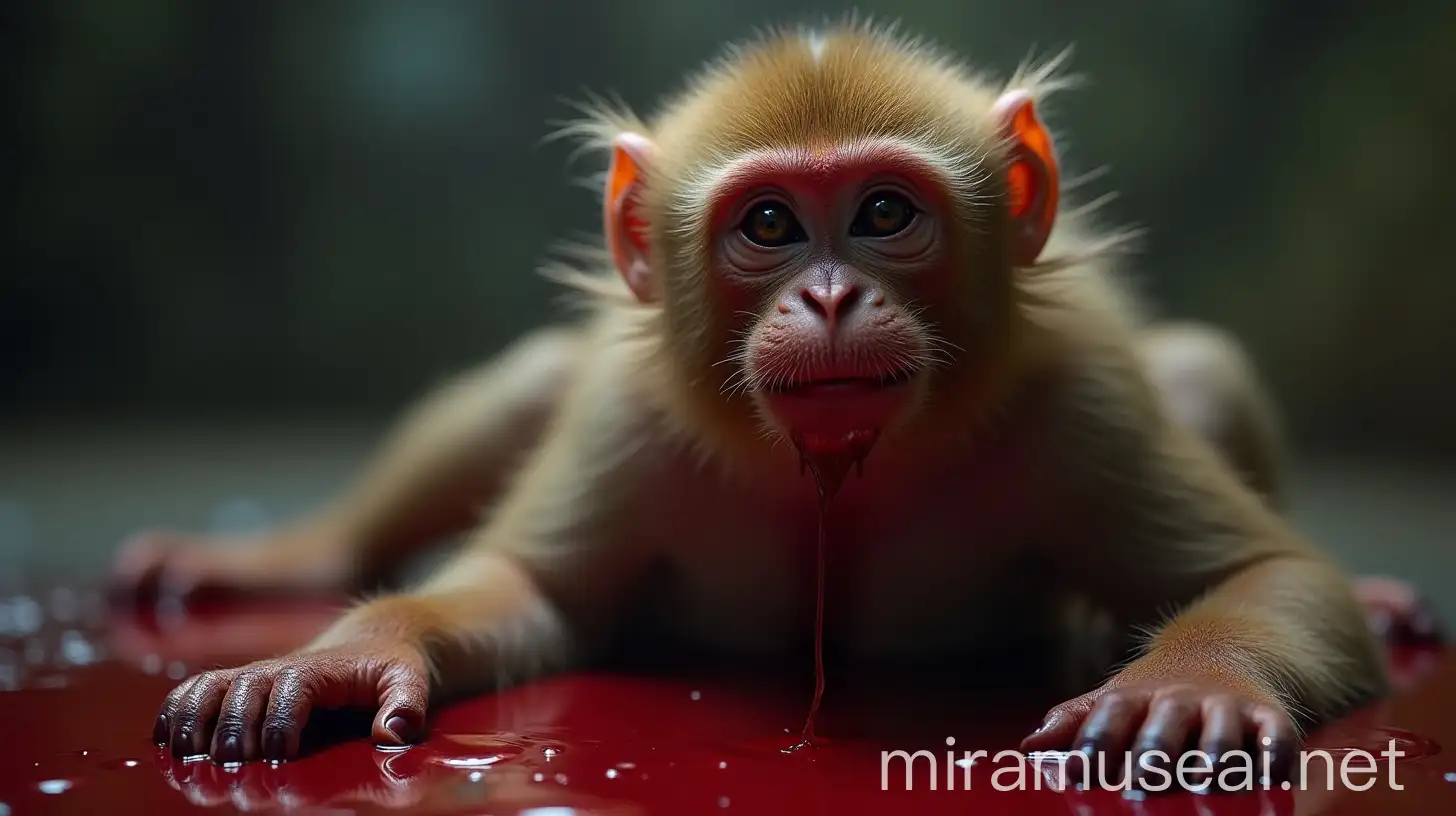 BloodCovered Monkey in Dramatic Jungle Scene