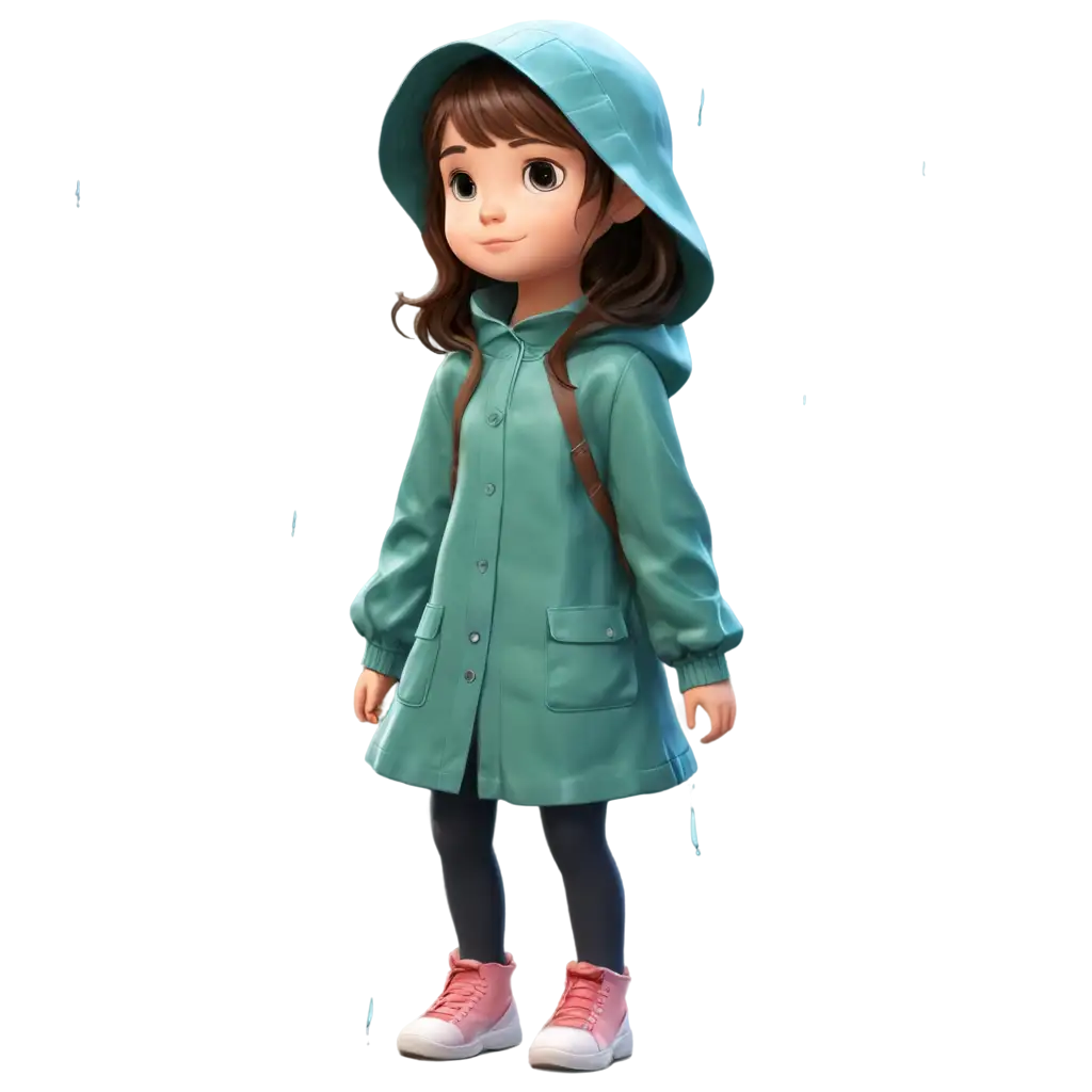 illustration girl rain coat