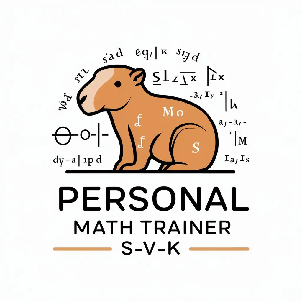 a vector logo design,with the text "Personal math trainer s_v_k", main symbol:Capybara with mathematical formulas,Moderate,be used in Education industry,clear background