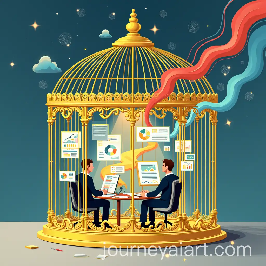 Business-Executives-Trapped-in-a-Golden-Cage-Surrounded-by-Business-Methodologies-and-Customer-Value-Creation