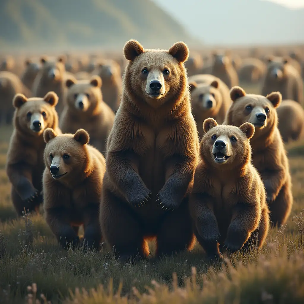 Breathtaking Illustration of a Majestic Swarm of Bears