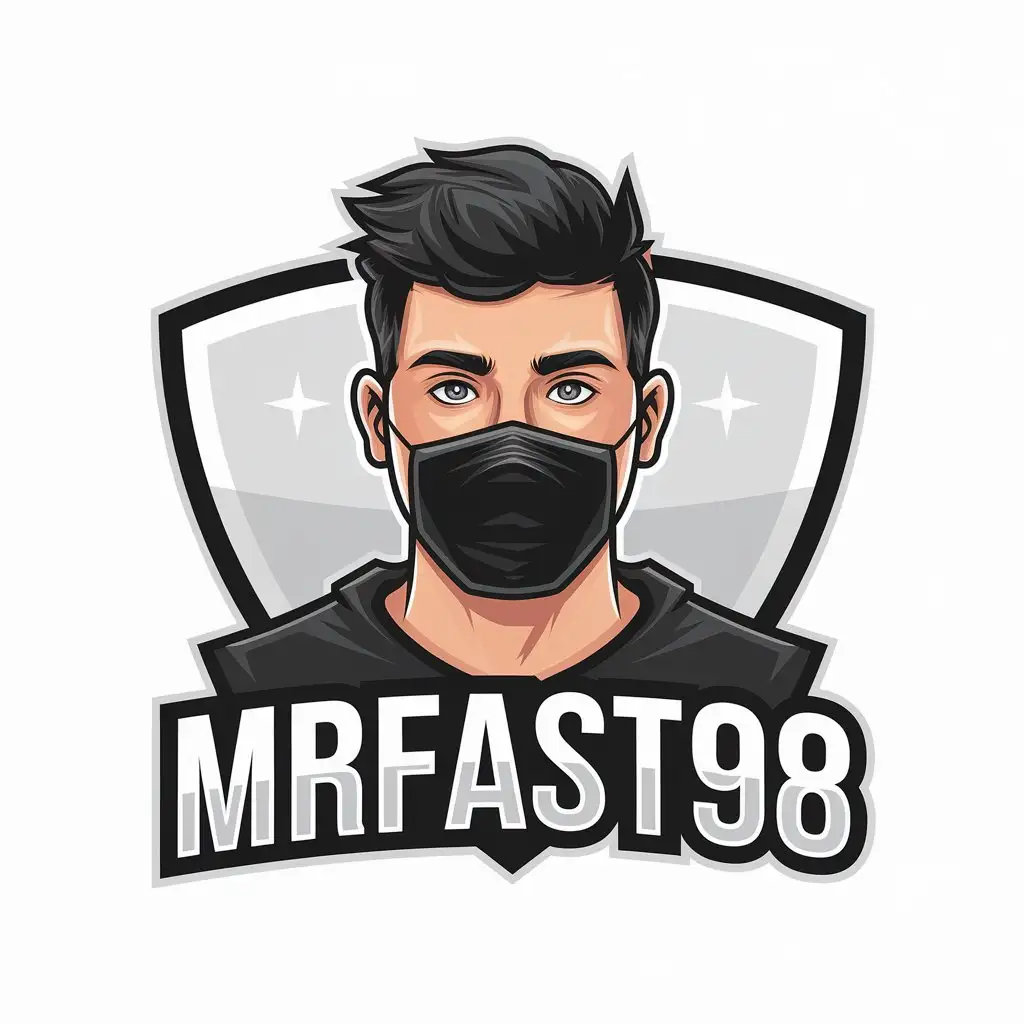 LOGO Design for MrFast98 Vector with Handsome 20YearOld YouTuber and Black Mask for Technology Industry