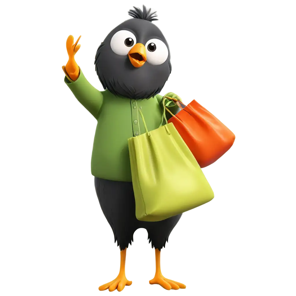 A Bird Holding Bag Clipart