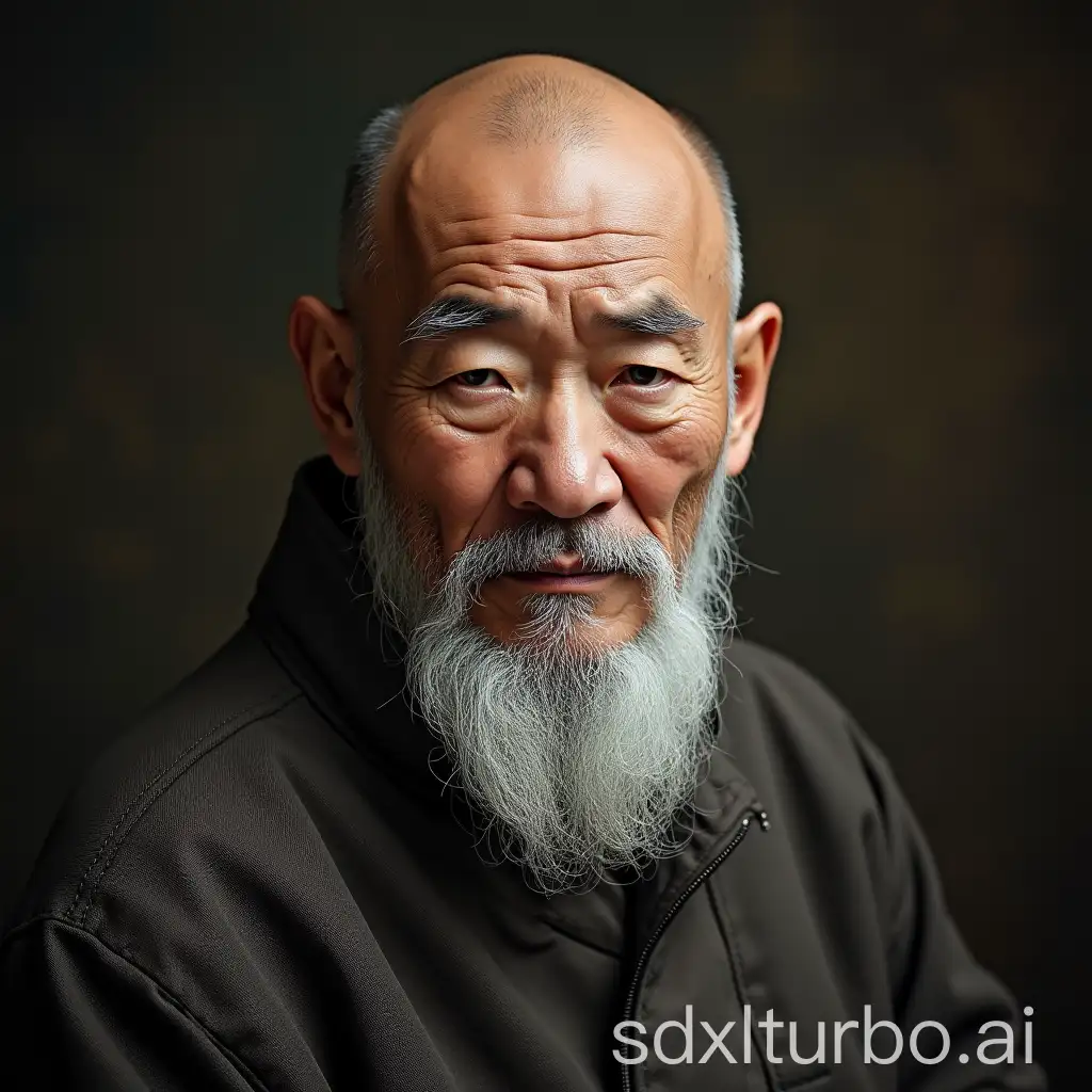 Elderly-Chinese-Man-with-a-Beard-and-Bald-Head