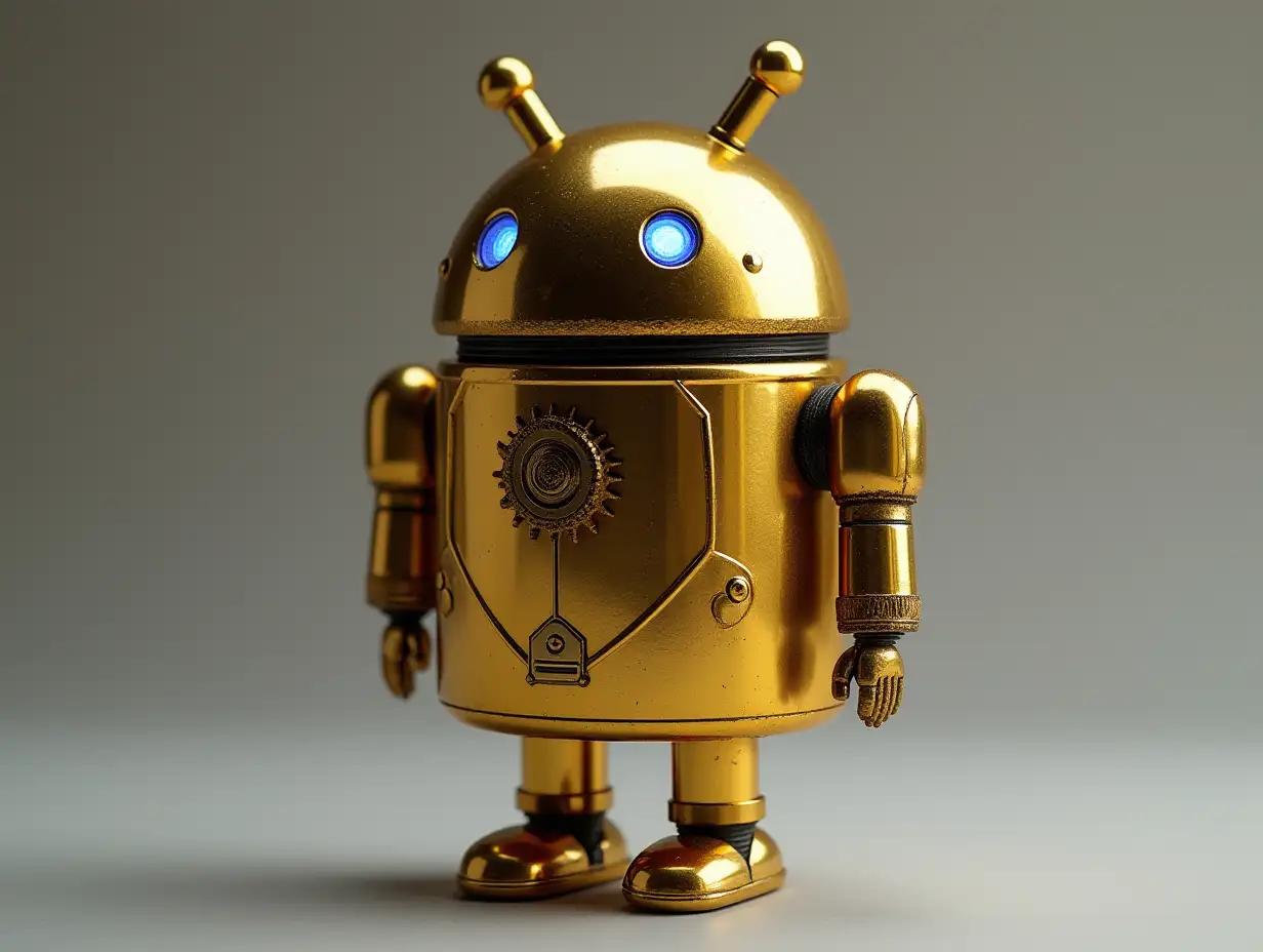 CI Android Robot crome on A GOLD Felsen