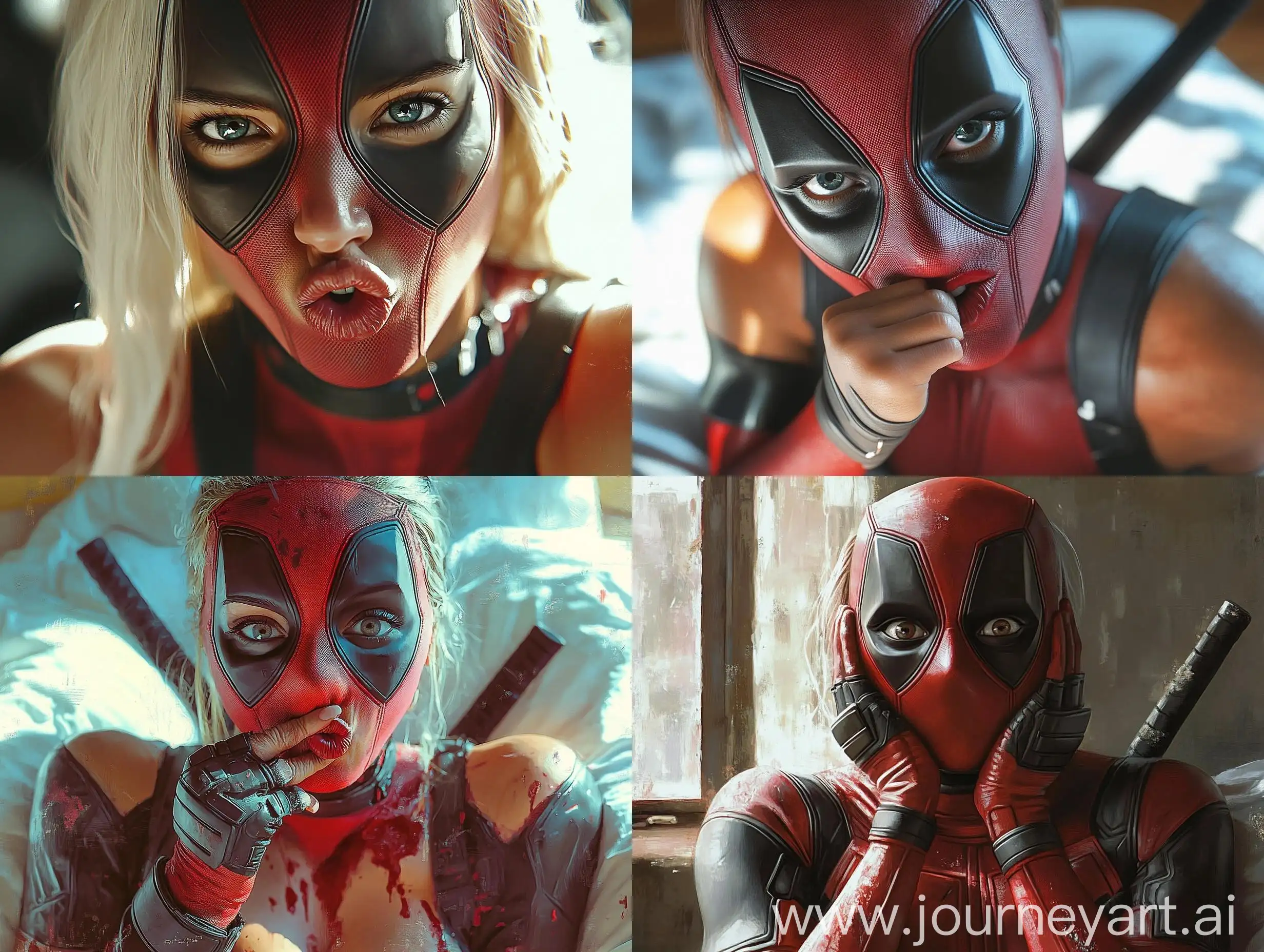 Woman-Biting-Lips-as-Deadpool-in-Vibrant-Room-Setting