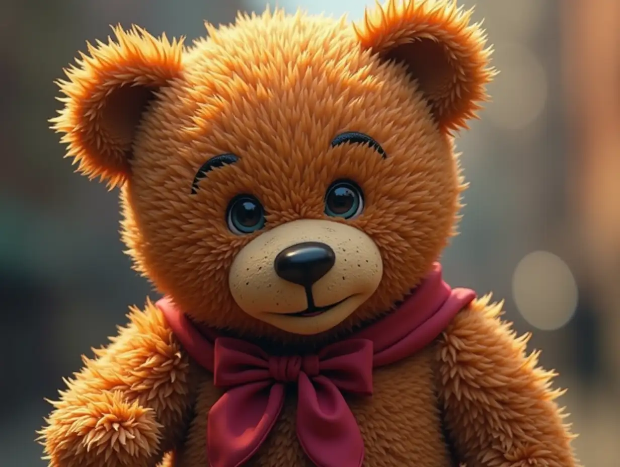 Create a digital photo of a teddy bear with Amanda Waller costume