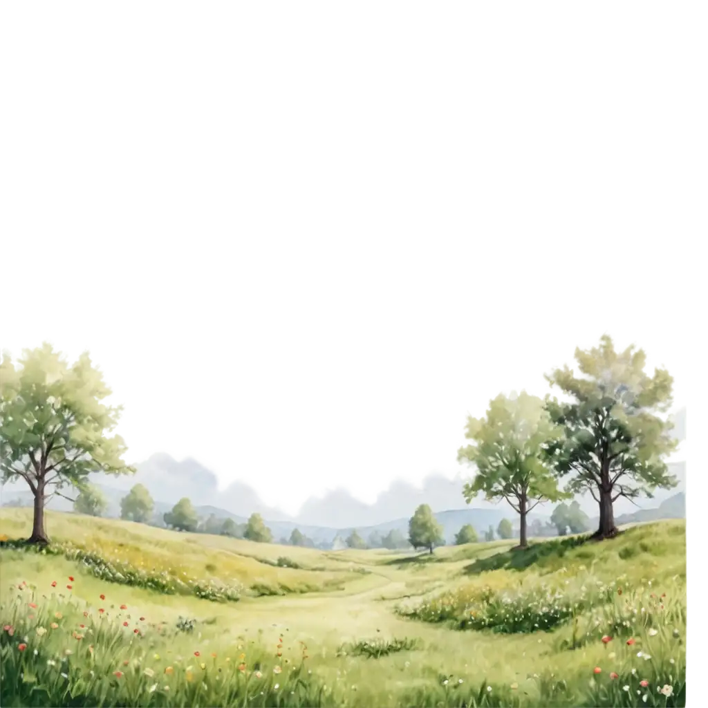 Create-a-Watercolor-Meadow-with-Trees-and-Flowers-PNG-Delicate-Floral-Landscape-Art