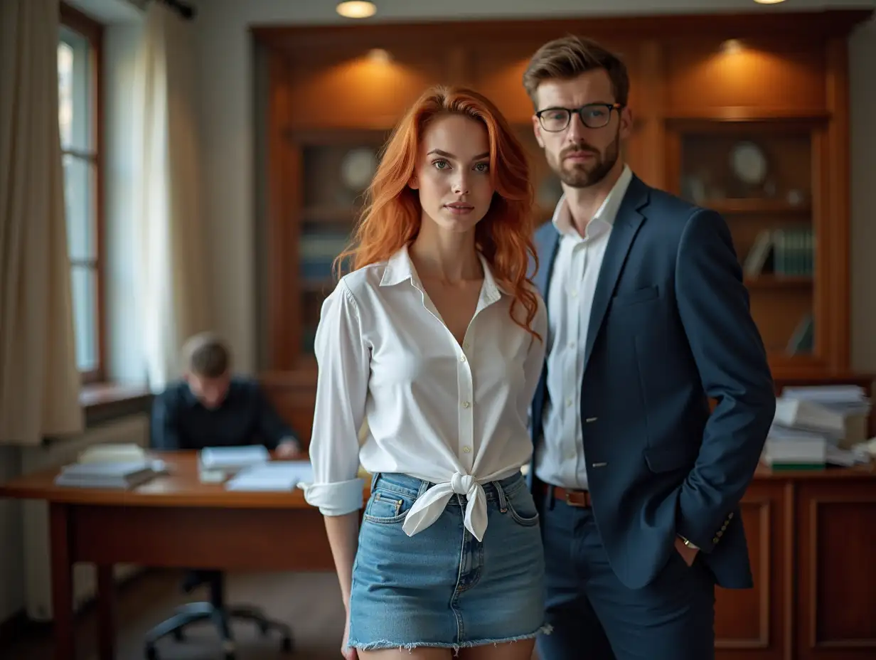 Young-Parliamentary-Assistant-in-Deputys-Office-with-Venetian-Red-Hair