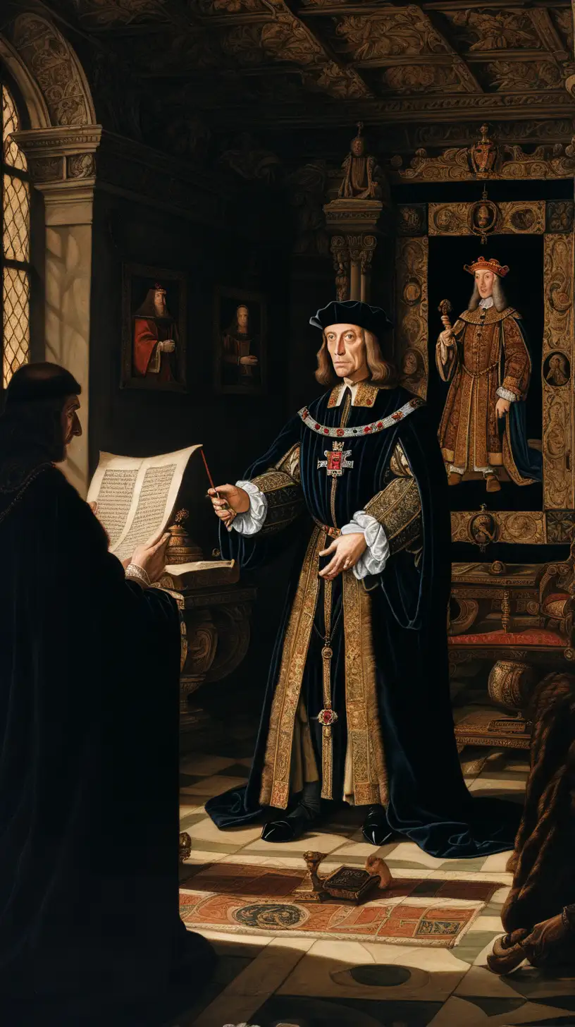 Henry VII Unveiling Secrets in a Dimly Lit Chamber