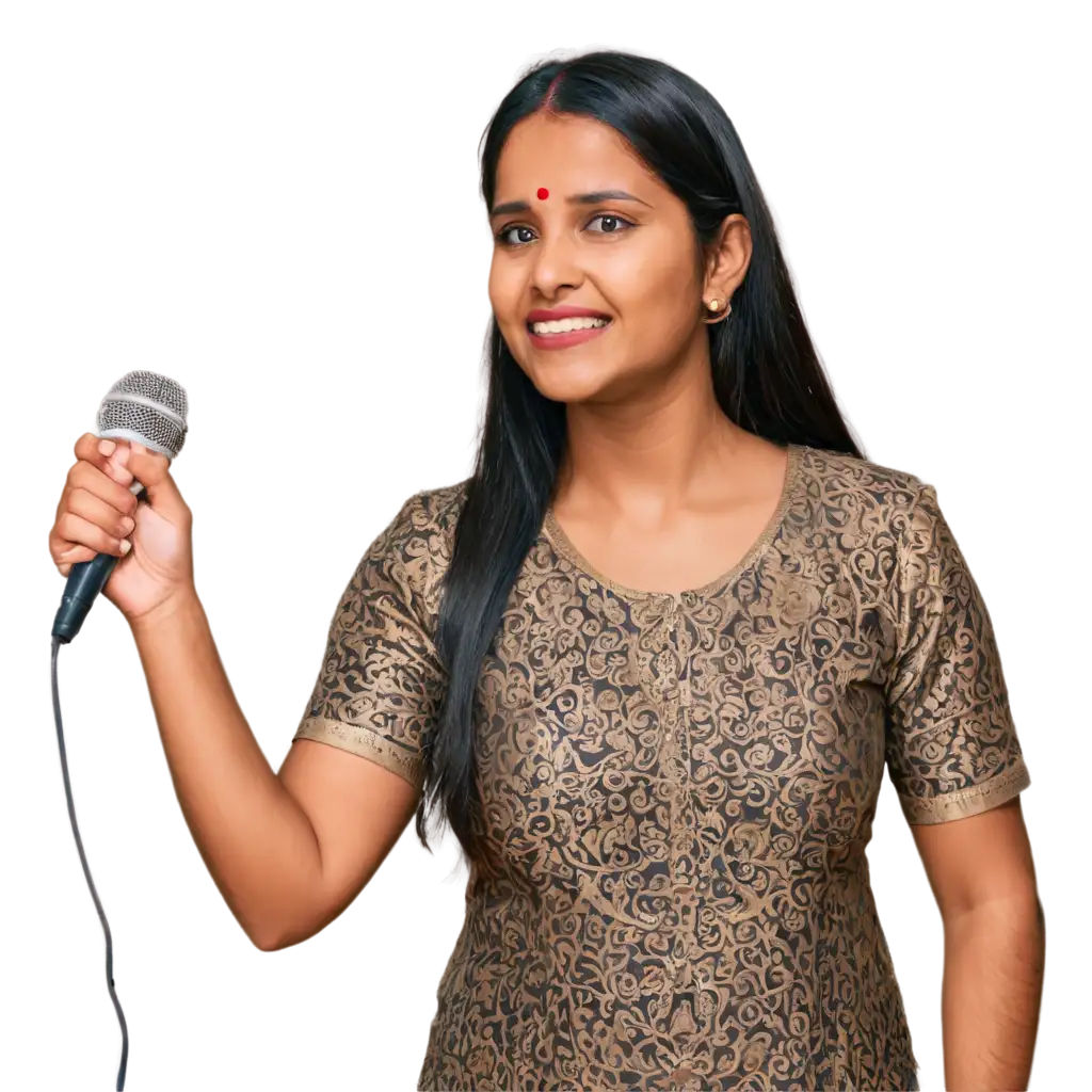 Indian-Tamil-Lady-Singing-with-Microphone-PNG-HighQuality-Transparent-Image-for-Creative-Projects