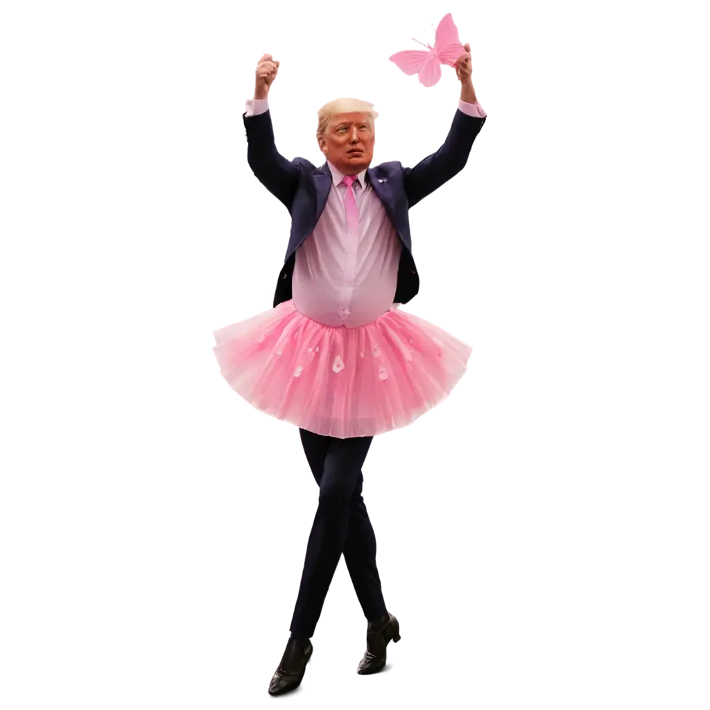 Donald-Trump-Dancing-Ballet-in-Pink-Butterfly-Ballet-Dress-PNG-Image