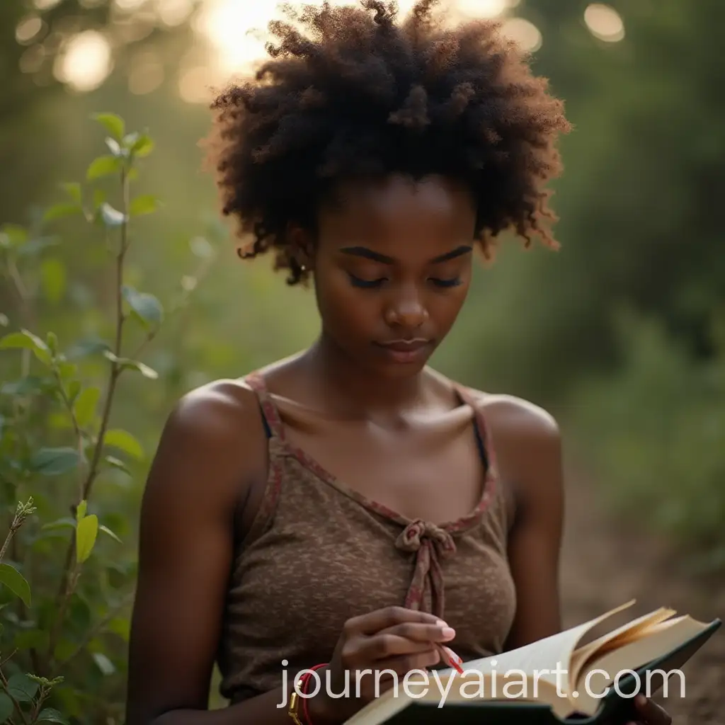 Black-Woman-Reading-a-Book-in-a-Serene-Natural-Setting