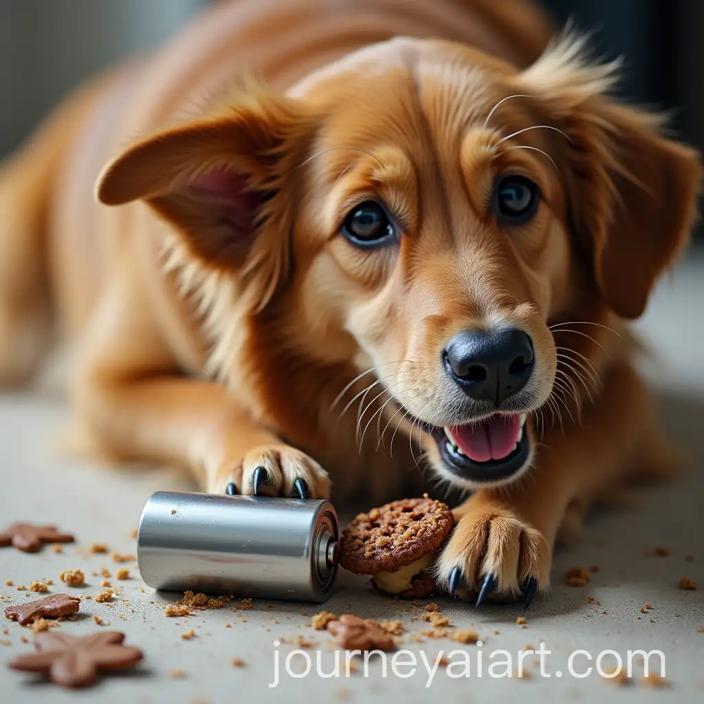 Dog-Eating-Battery-in-Closeup-View