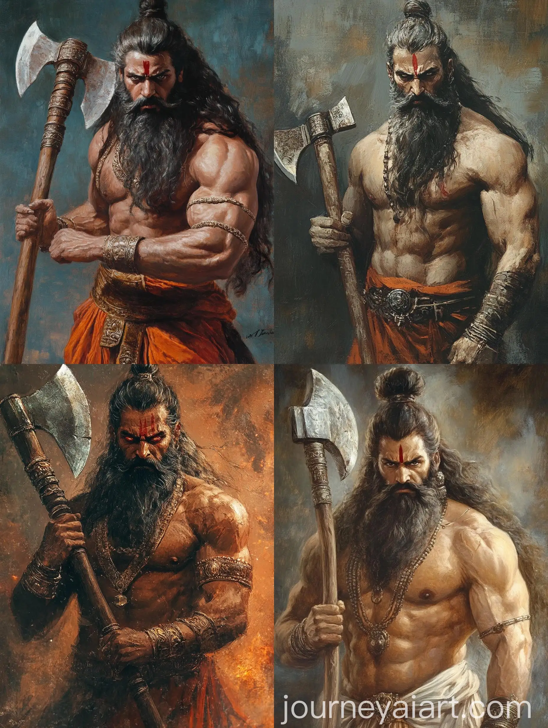 Ancient-Painting-of-Lord-Parshuram-with-Axe-and-Intense-Gaze