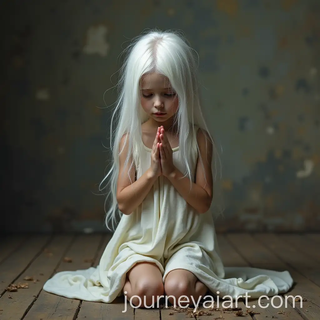 Thin-Sickly-Girl-with-Long-White-Hair-Kneeling-in-Prayer