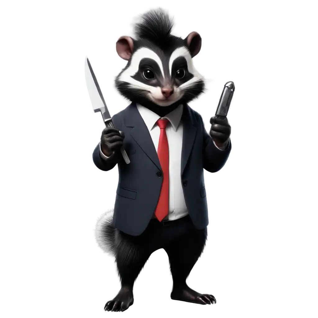 PNG-Image-Cute-Chubby-Gangster-Skunk-with-Knife-in-Suit-and-Scar