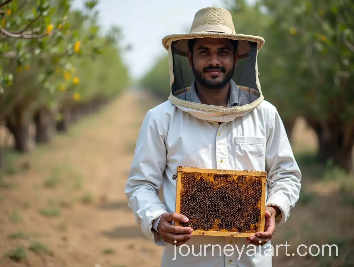 Engineer-and-BeAI-Image-Prompt-Expansionekeeper-Raed-Samour-Holding-a-Hive-and-Spoon-in-Gaza