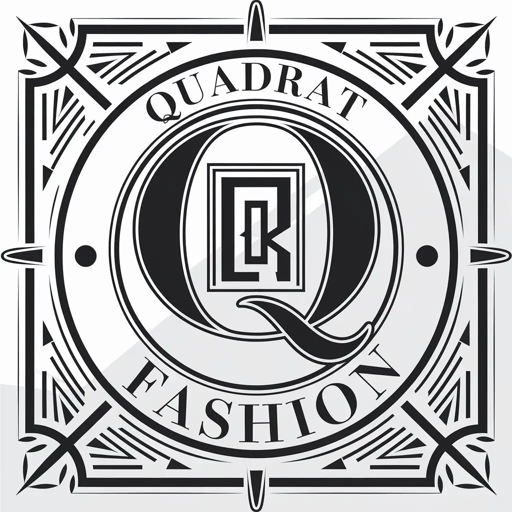 LOGO Design for QUADRAT Fashion Bold Black White with Letter Q and R Suitable for Retail Wear Brand