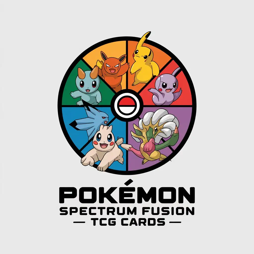 LOGO Design for POKEMON SPECTRUM FUSION TCG Cards Vibrant Circular Design with Iconic Pokmon Characters