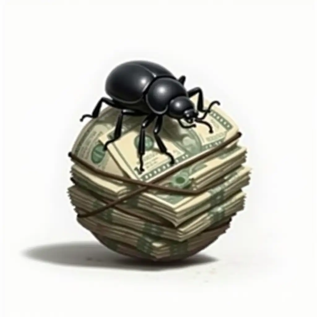 Black-Dung-Beetle-RollingAI-Art-Prompt-Expansion-Money-Sphere-with-Rubber-Bands