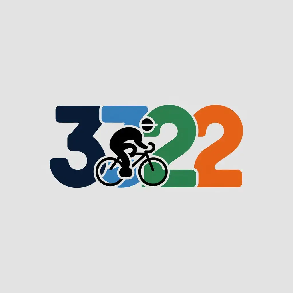 a vector logo design,with the text "3322", main symbol:bike dude,Moderate,clear background