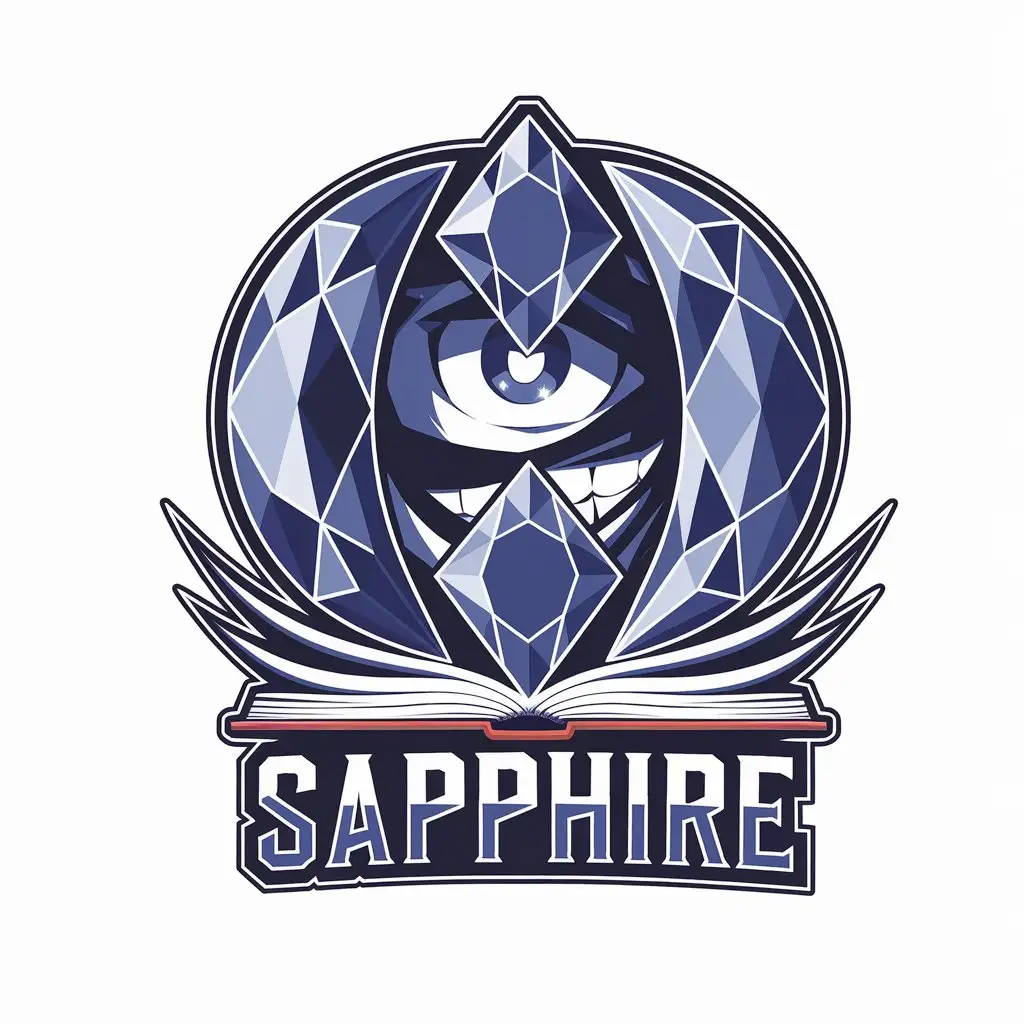 LOGO Design for O SAPPHIRE AnimeInspired with Book Sapphire Jewel and Grin Inside Letter O