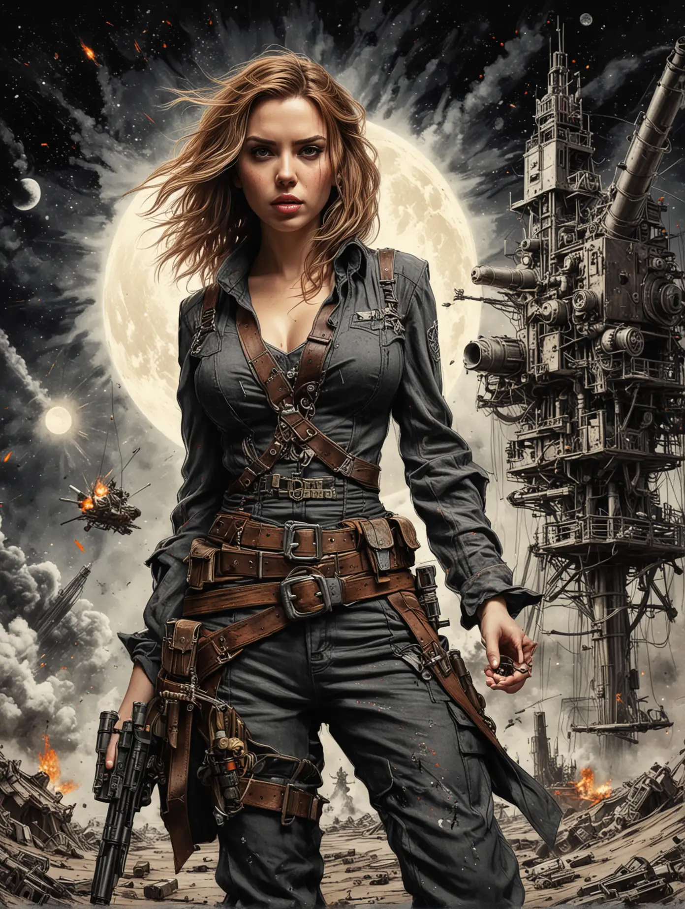 Scarlett-Johansson-Cosplaying-as-Robotic-Captain-Jack-Sparrow-in-Dynamic-Space-Combat-Scene