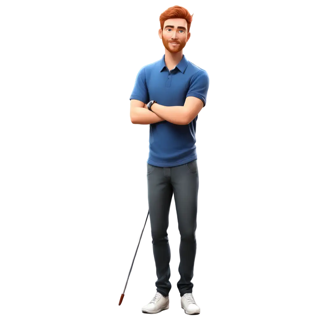 HighQuality-PNG-Illustration-of-a-RedHaired-Man-in-a-Dark-Blue-Shirt