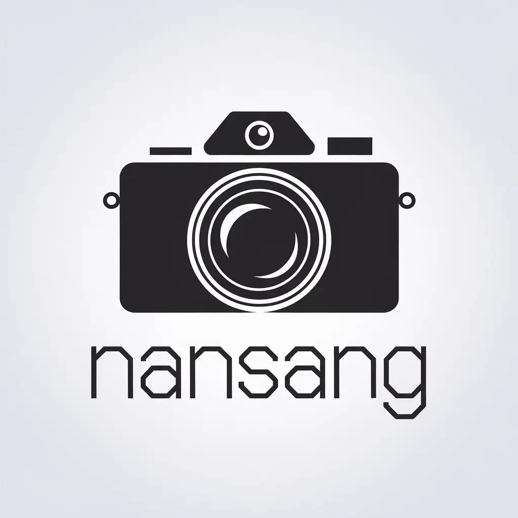 a vector logo design,with the text "NANSANG", main symbol:PHOTOGRAPHY,Minimalistic,be used in photography industry,clear background