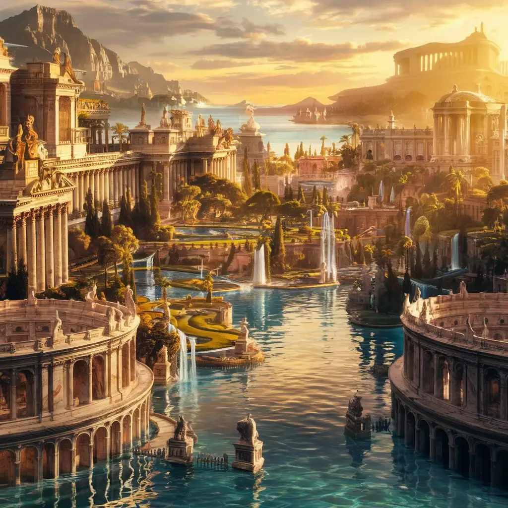 Majestic-City-of-Atlantis-Before-the-Sinking-with-Grand-Temples-and-Waterfalls