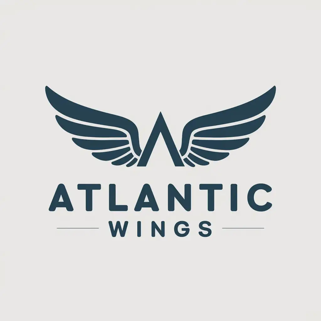 LOGO Design for Atlantic Wings Elegant Wings Symbolizing Freedom and Exploration