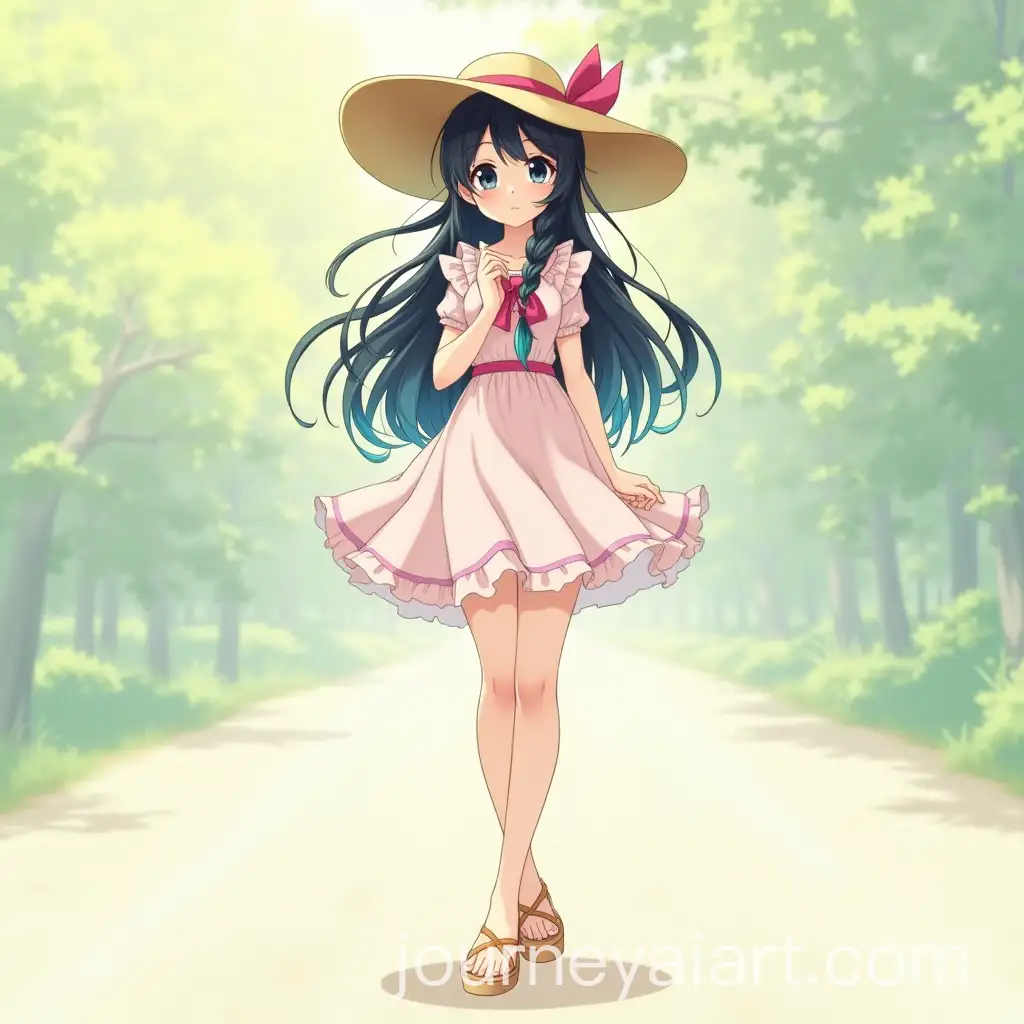 Young-Woman-inAI-Image-Prompt-Expansion-Pastel-Summer-Dress-with-Ocean-Blue-Hair-Under-Sunlight