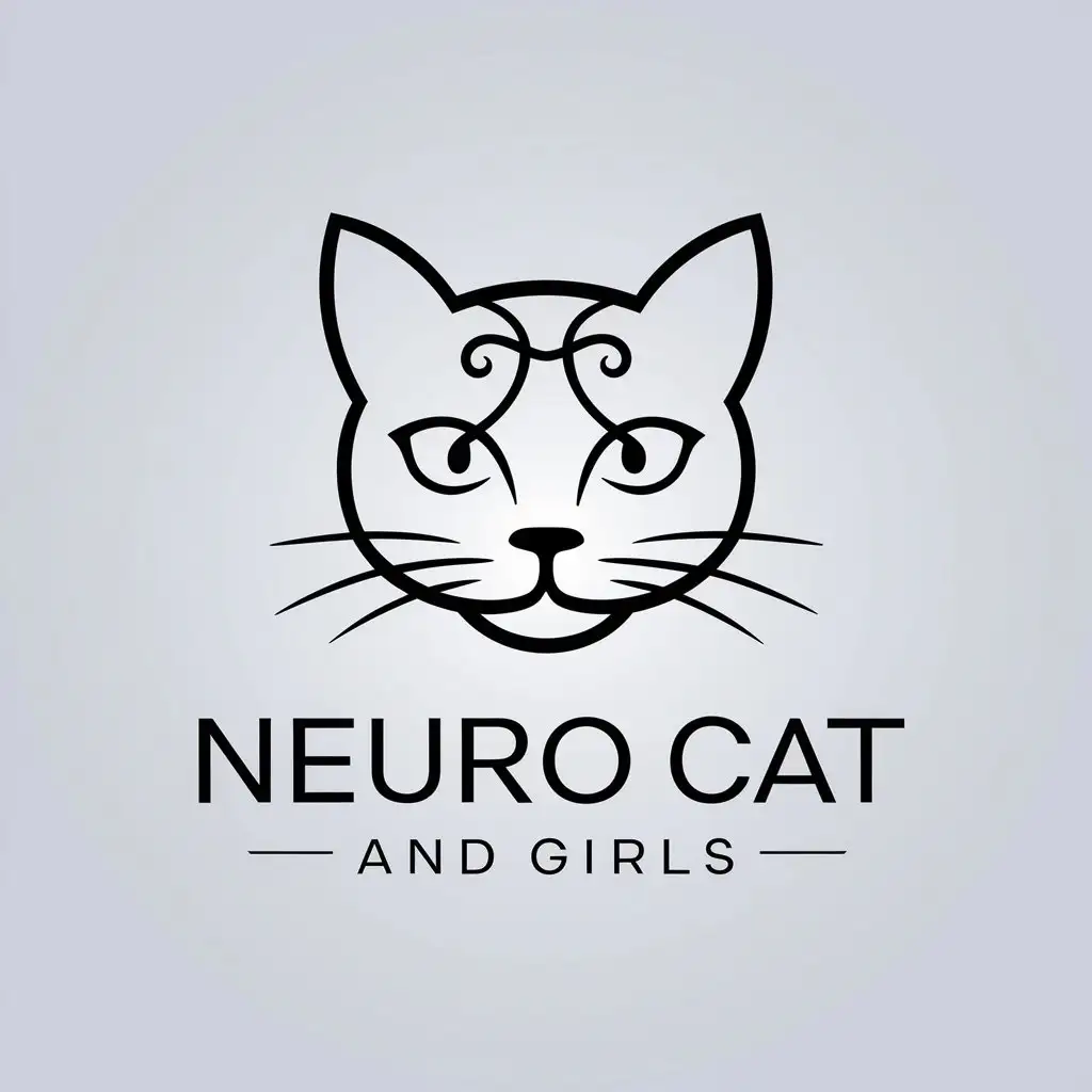 a vector logo design,with the text "Neuro Cat And Girls", main symbol:Cat,Minimalistic,be used in Technology industry,clear background