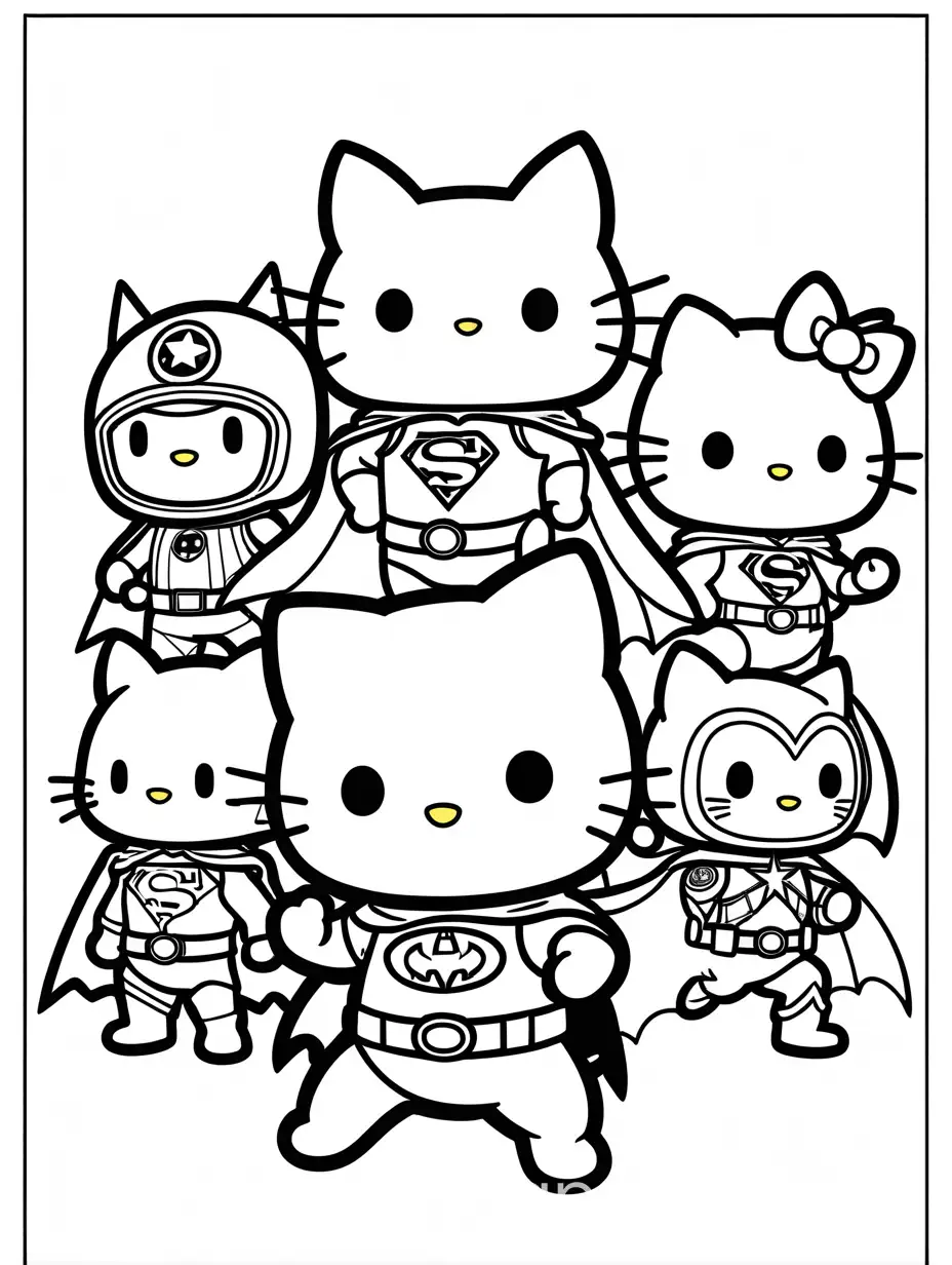 Sanrio-Characters-Superhero-Coloring-Page