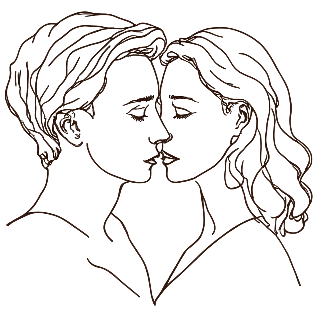 Sweet-Couple-in-Love-Single-Line-Drawing-PNG-of-Two-Faces-Almost-Kissing