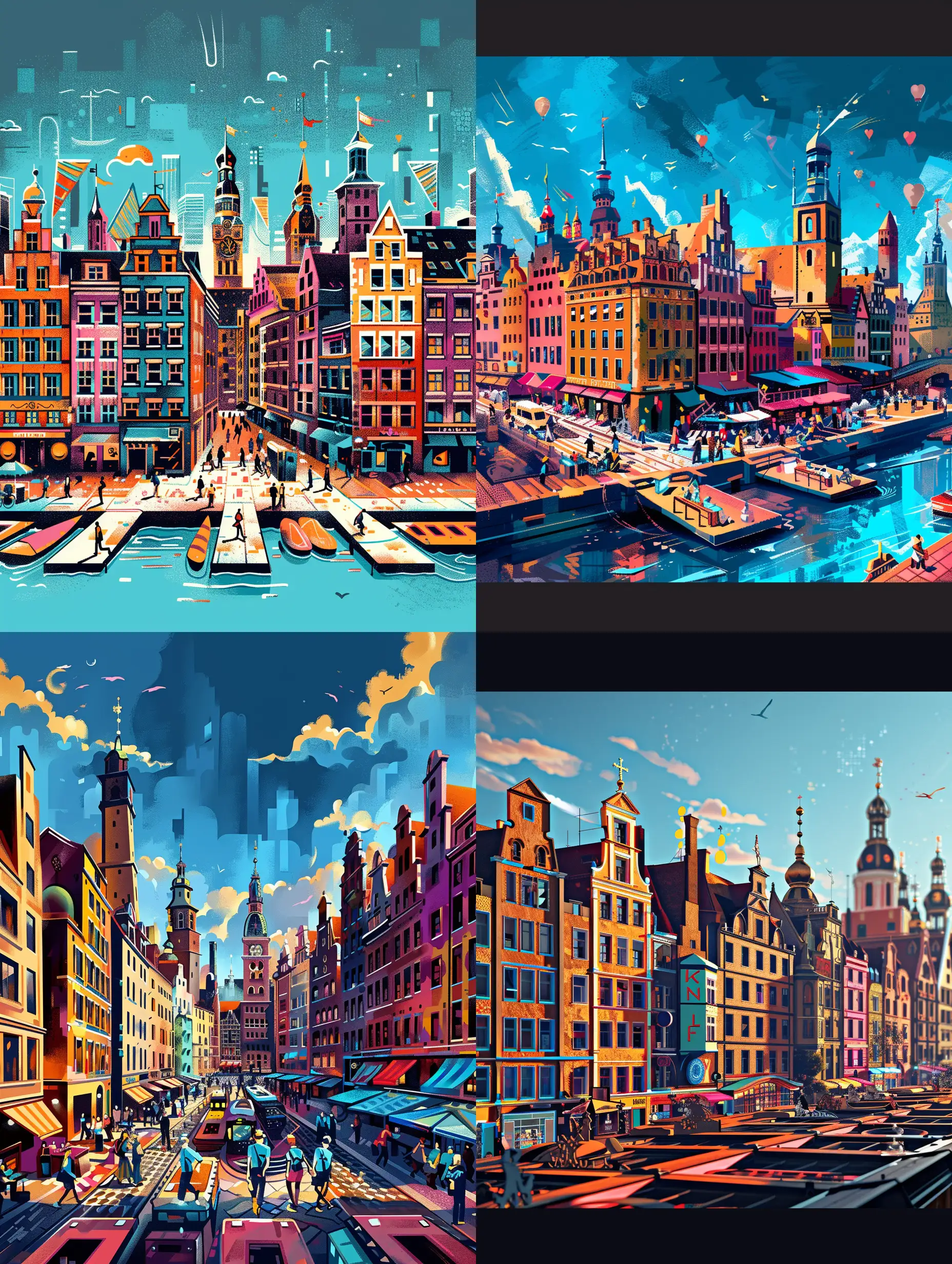 Famous-Buildings-of-Gdask-in-Abstract-Art-Style