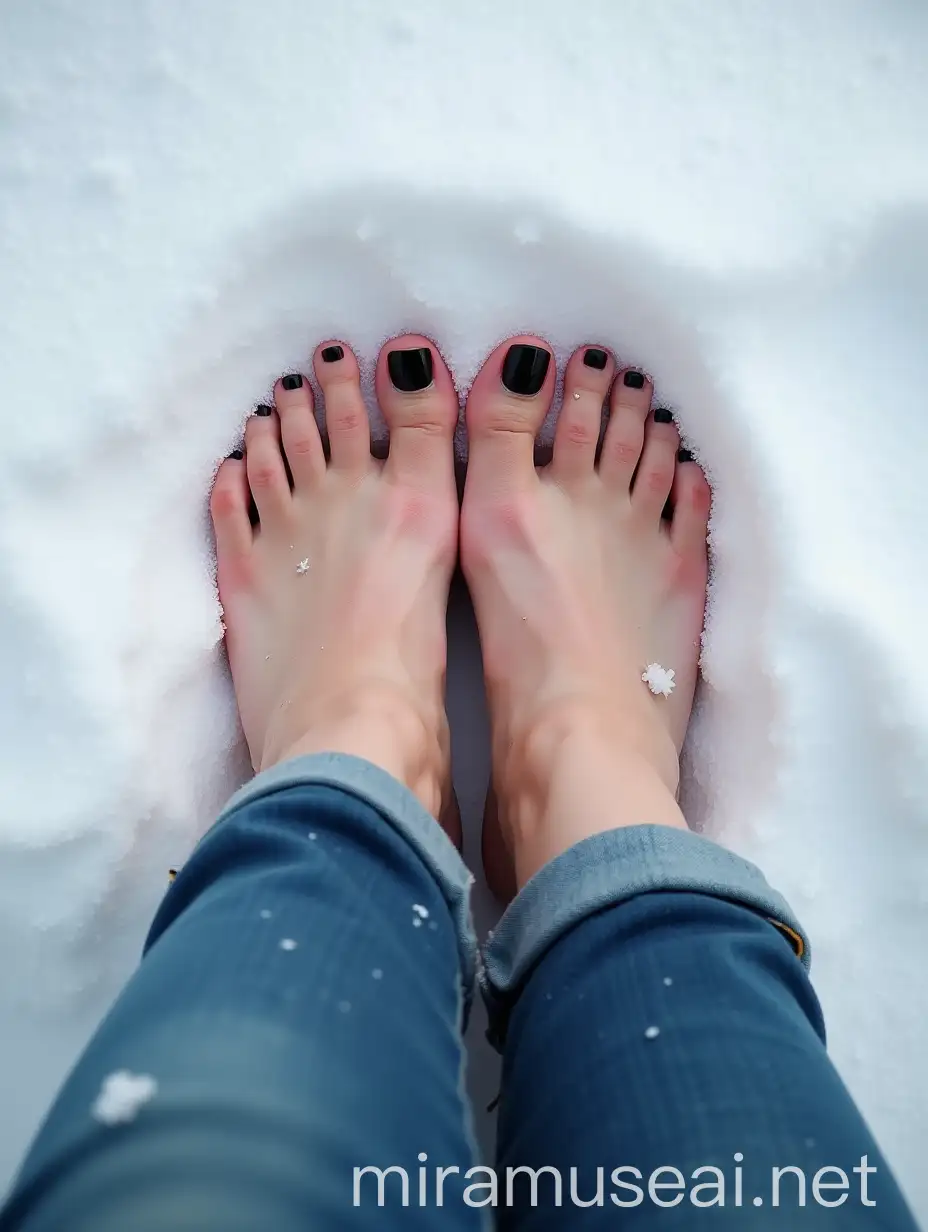 Frozen Feet of a Girl in Snow InstagramStyle Photography