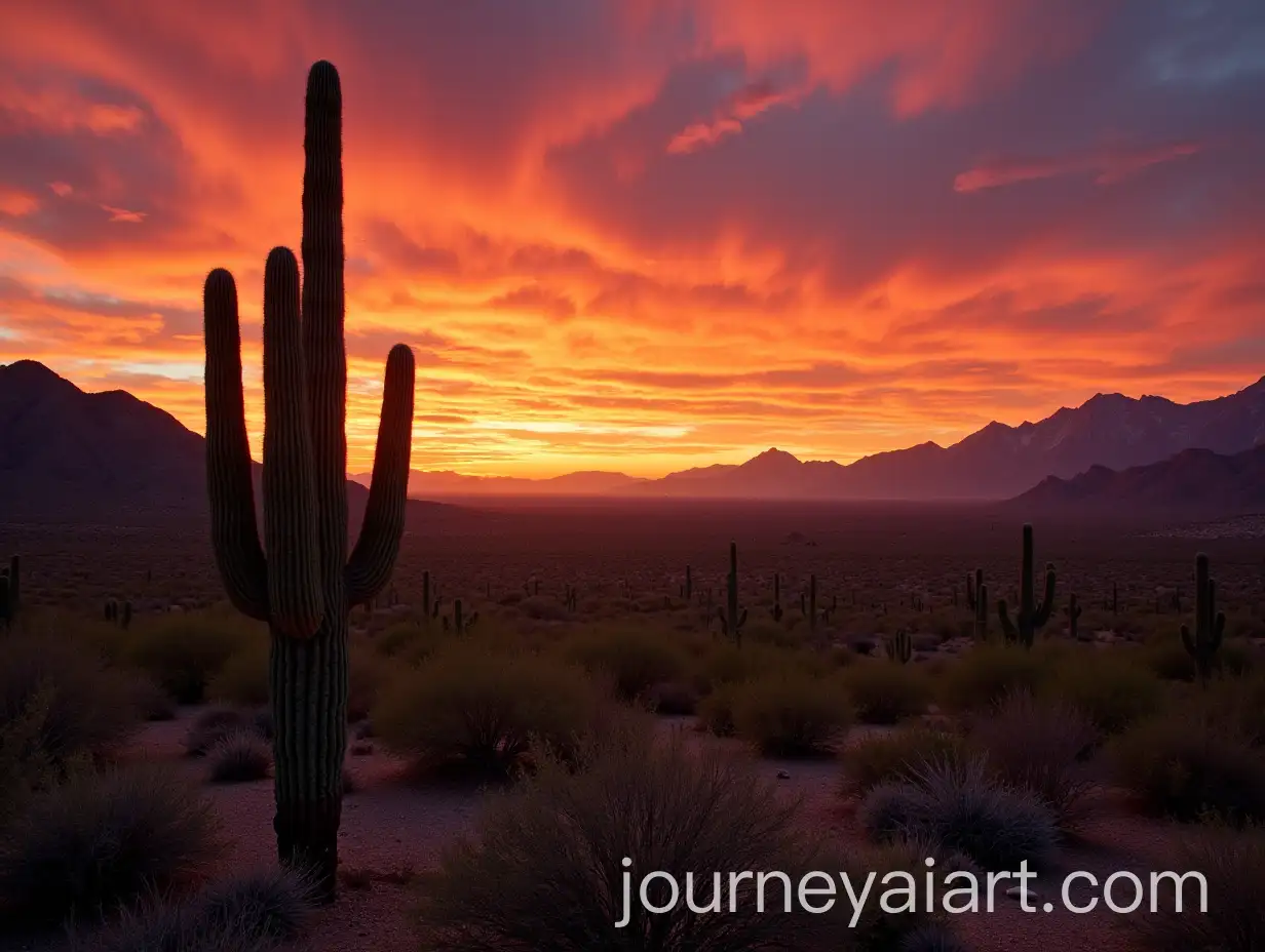 Panoramic-Arizona-Desert-Sunset-with-Saguaro-Cactus