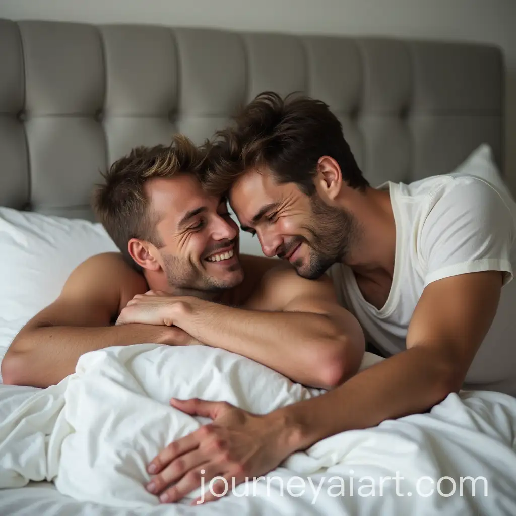 Intimate-Bonding-Between-Generations-Two-Men-Cuddling-on-a-Mattress