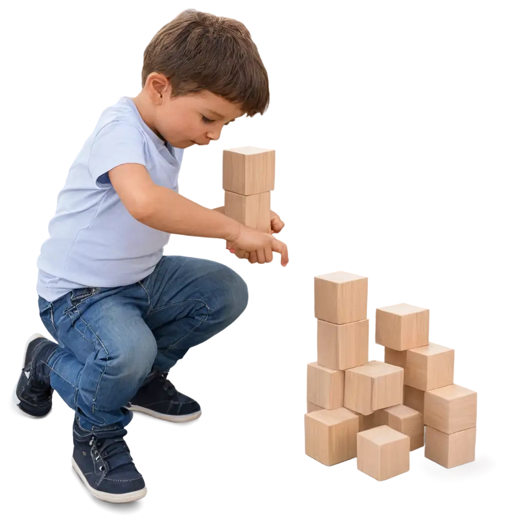 A boy building a tower with blocks