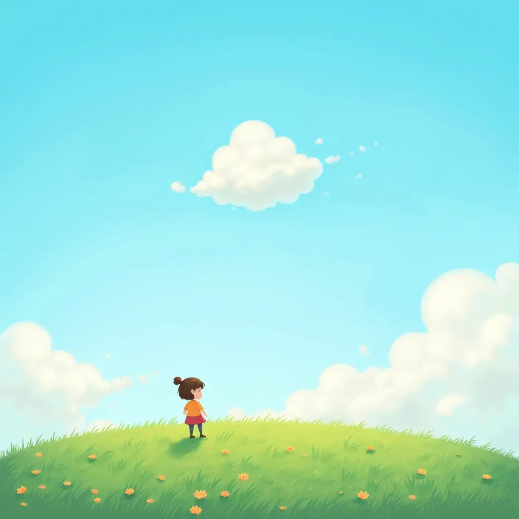 Once upon a time, in the big blue sky, there was a tiny cloud named Cloe. Unlike the other clouds, Cloe didn’t want to float lazily all day. She wanted to help someone. One day, she saw a small flower wilting in the hot sun. “I’ll help!” thought Cloe. She gathered all her fluffy strength and squeezed out a few drops of rain. Plop, plop! The flower smiled and stood tall again. The next day, she saw kids sweating during a soccer game. “I’ll shade them!” she said, and drifted over to cover the sun just a bit. The kids cheered, “Yay! It's cooler now!” From that day on, little Cloe became the cloud who cared. Every flower, tree, and child looked up and waved whenever she passed by. Moral: Even the smallest can make a big difference!
