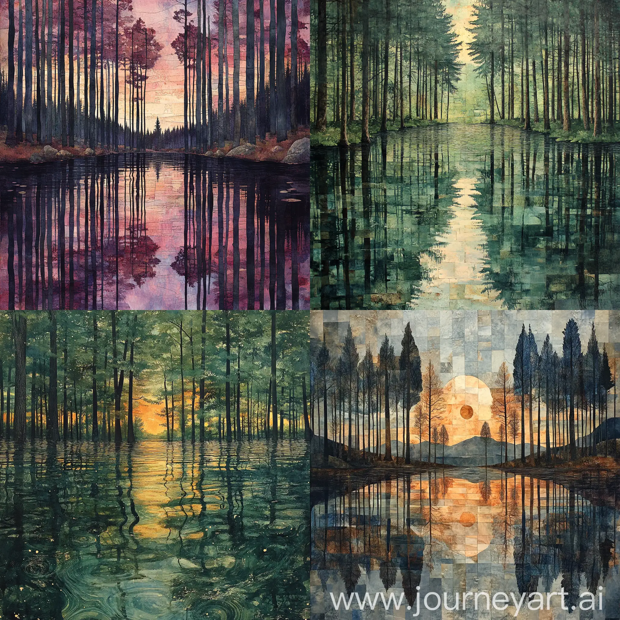 Symbolic-Collage-of-Forest-and-Reflecting-Trees-in-Water