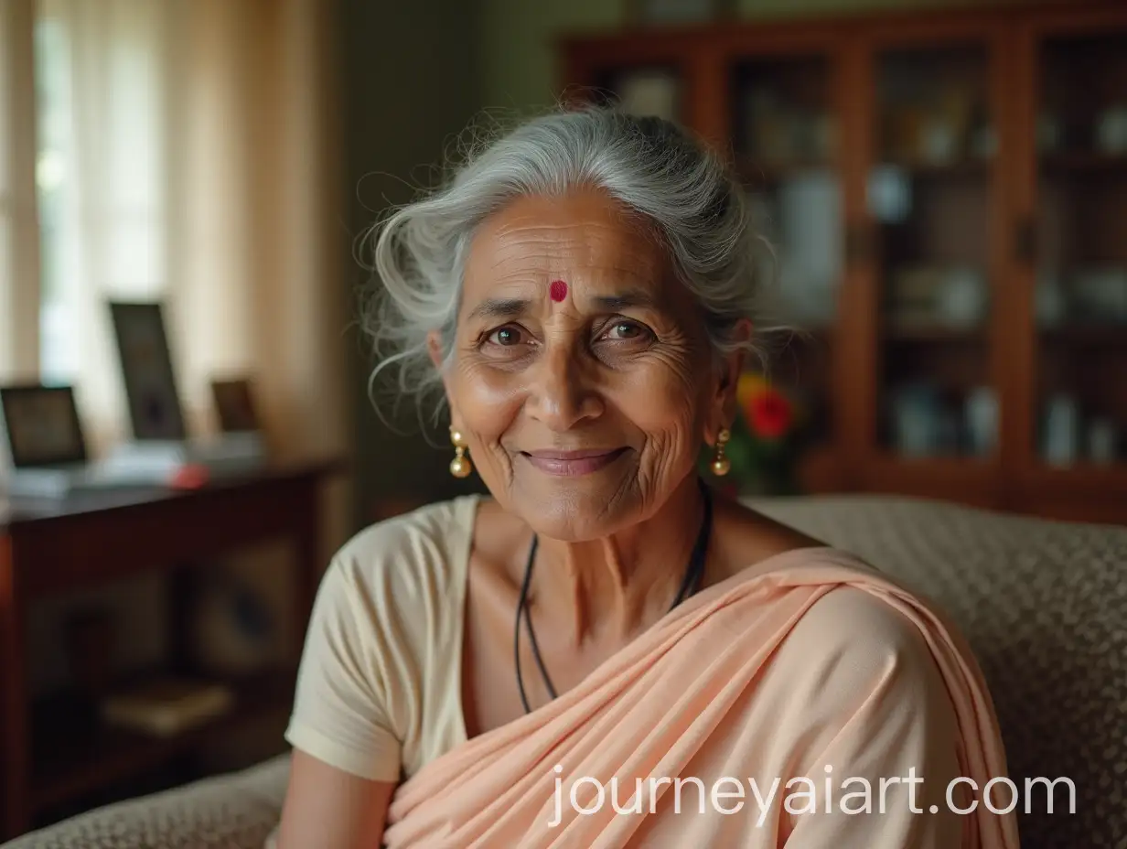 Portrait-of-Indian-Grandmother-in-Cozy-Traditional-Living-Room