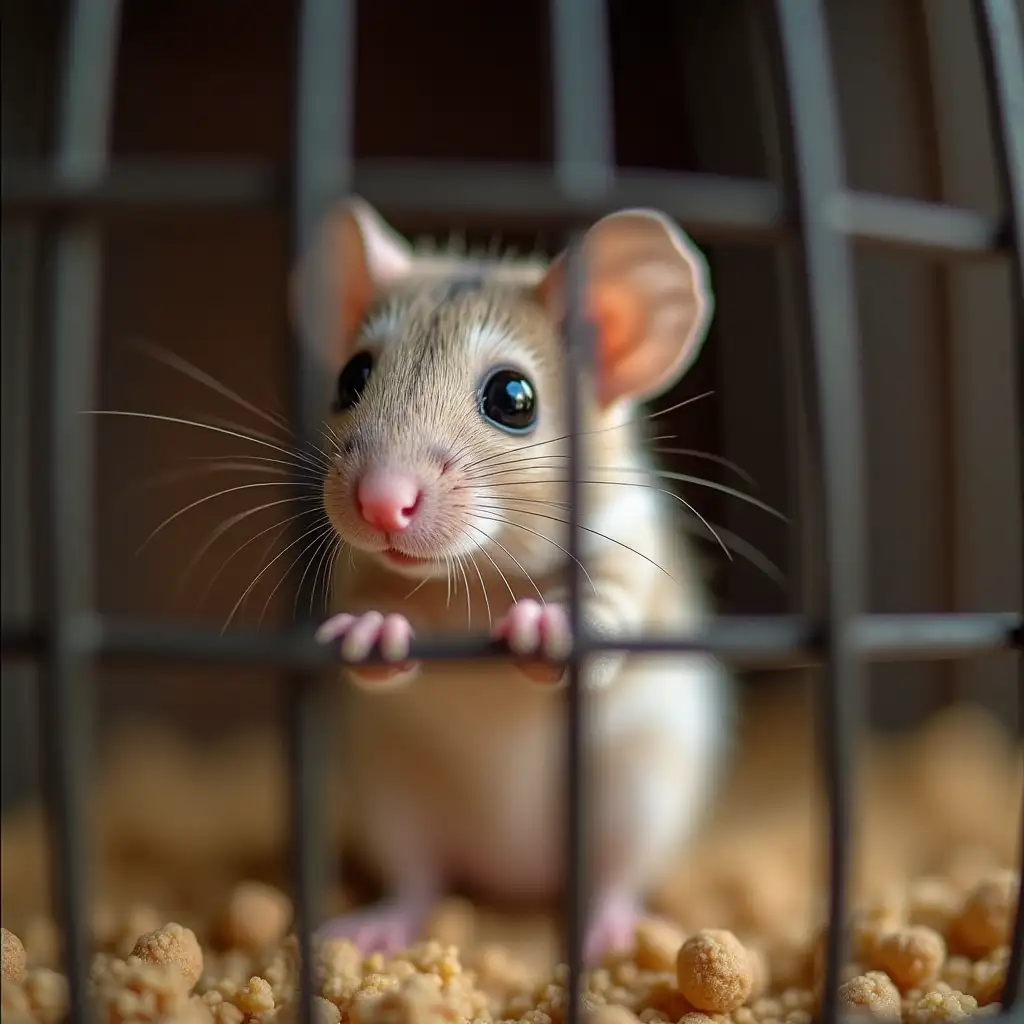 a mouse cute in a cage