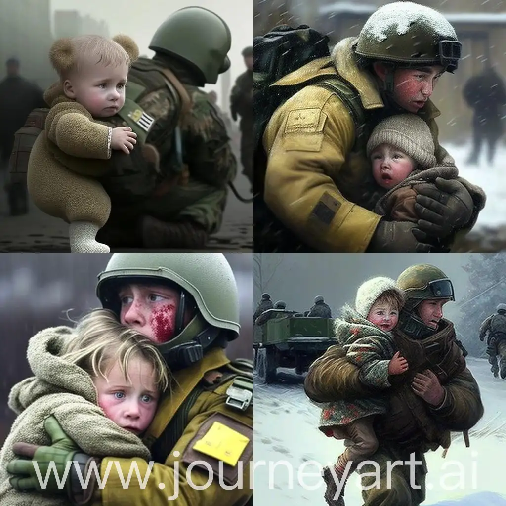 Russian-Soldier-Rescues-Child-in-Dramatic-Scene