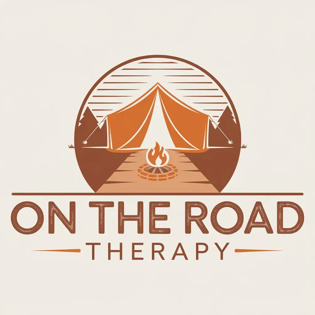 LOGO Design for On the Road Therapy Minimalistic Vector Logo with Warm Colors for Digital Nomads