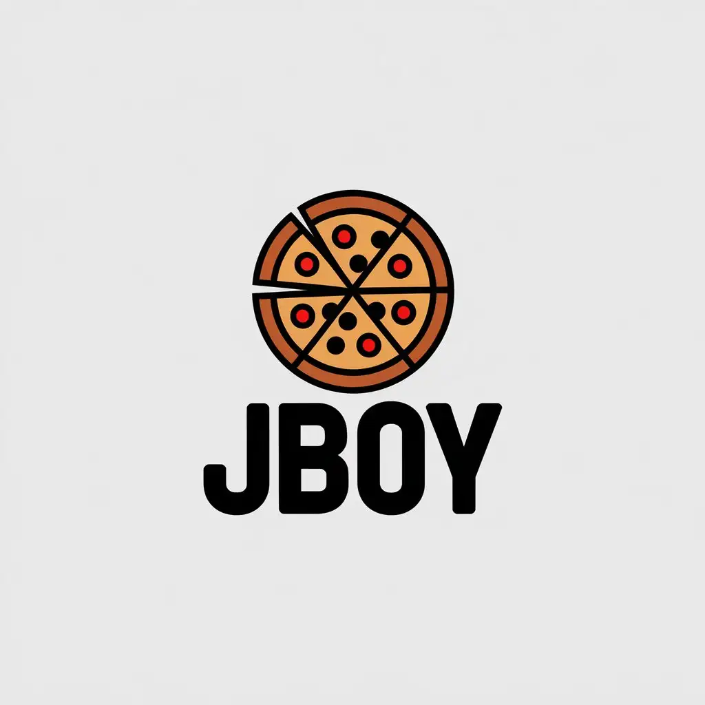 a vector logo design,with the text "JBoy", main symbol:Pizza,Moderate,clear background