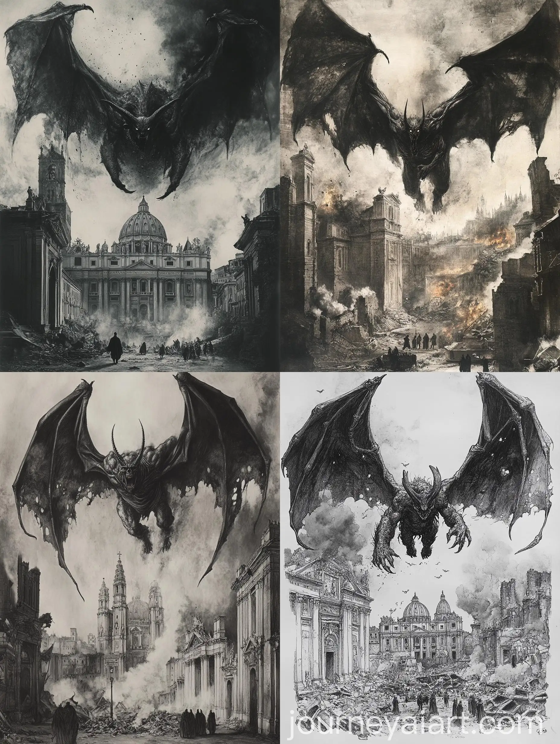 Demonic-Figure-with-Bat-Wings-Over-Ruined-Vatican