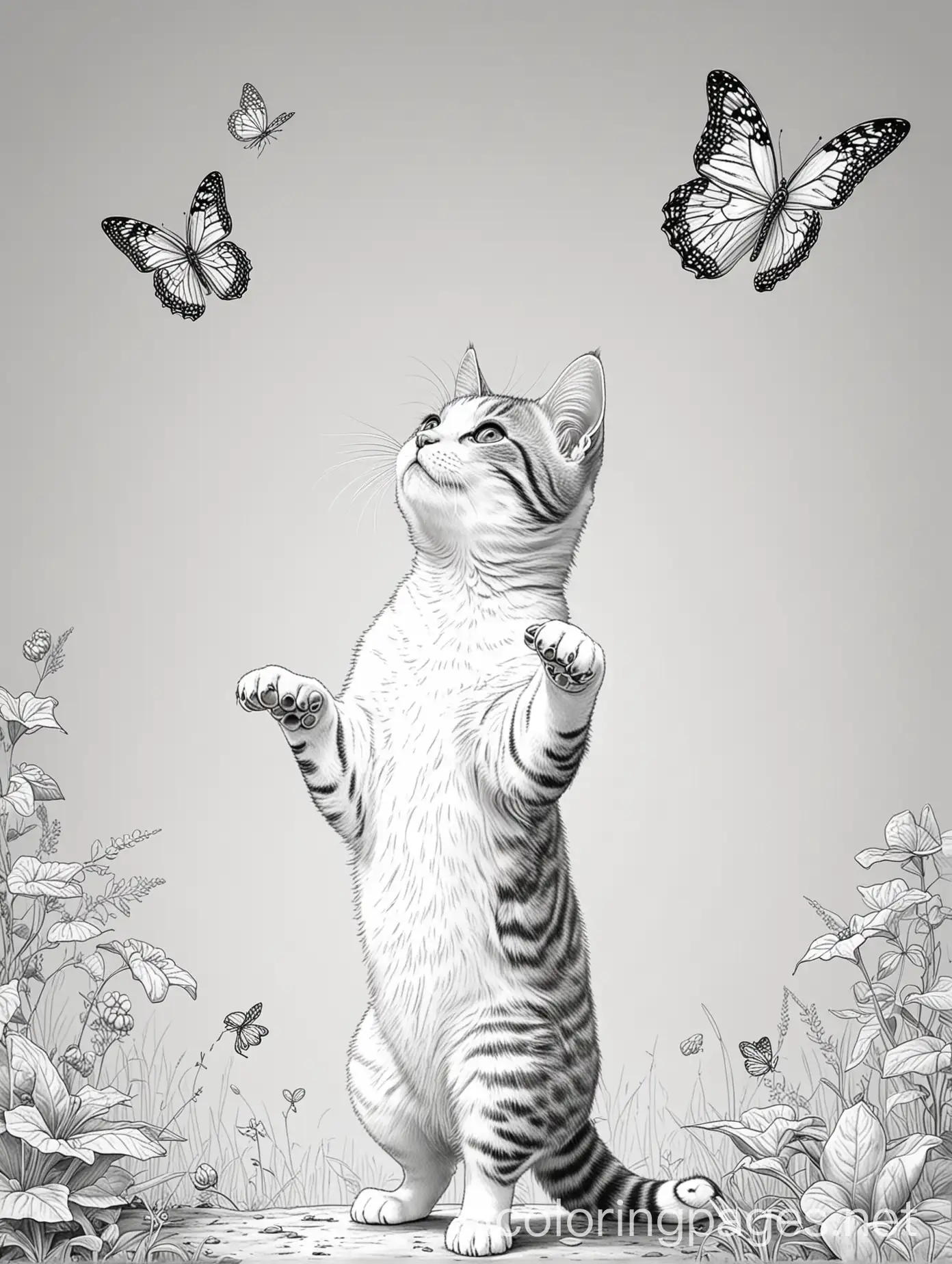 Playful-Kitten-Chasing-a-Butterfly-in-a-Simple-Coloring-Page